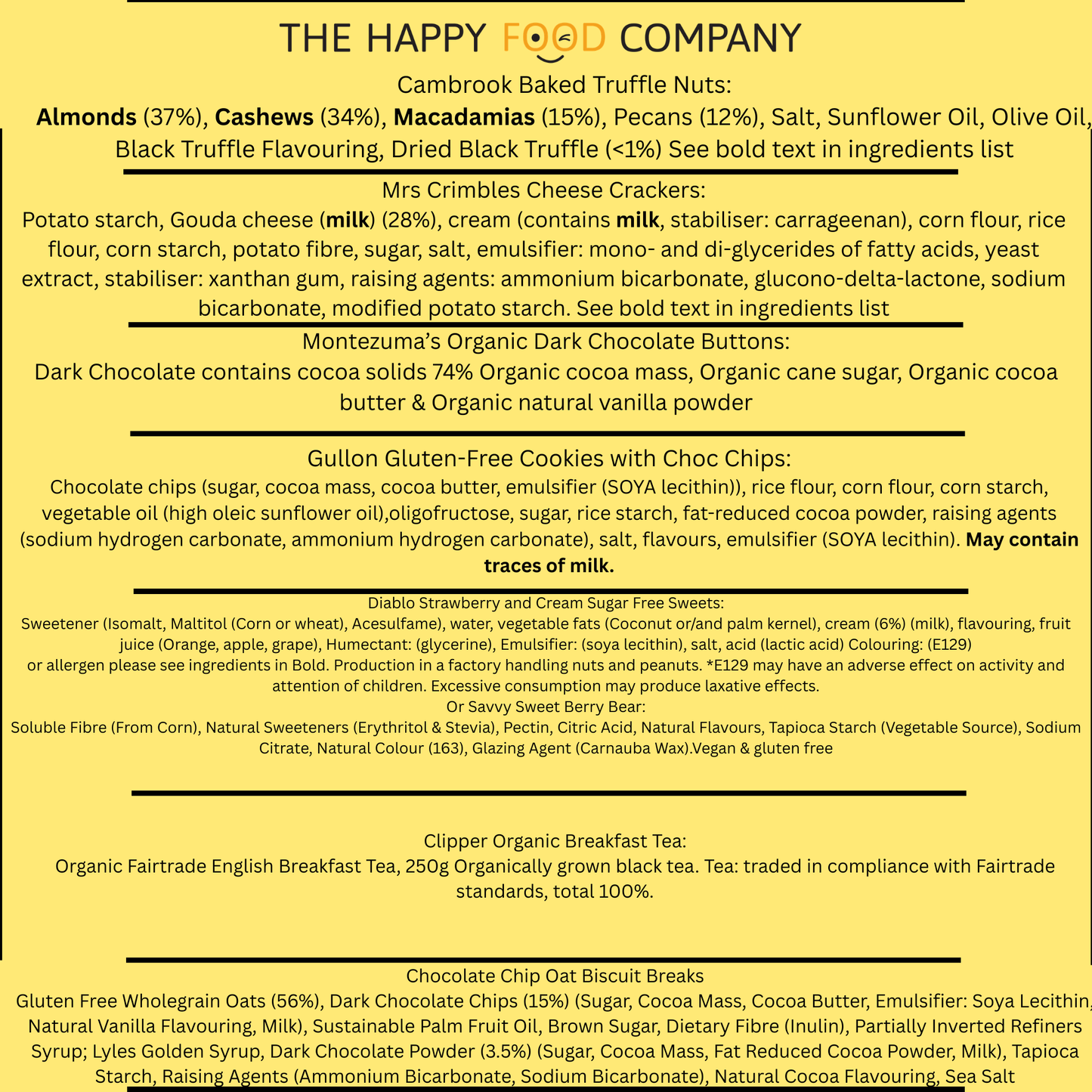Diabetic Hamper Ingredients