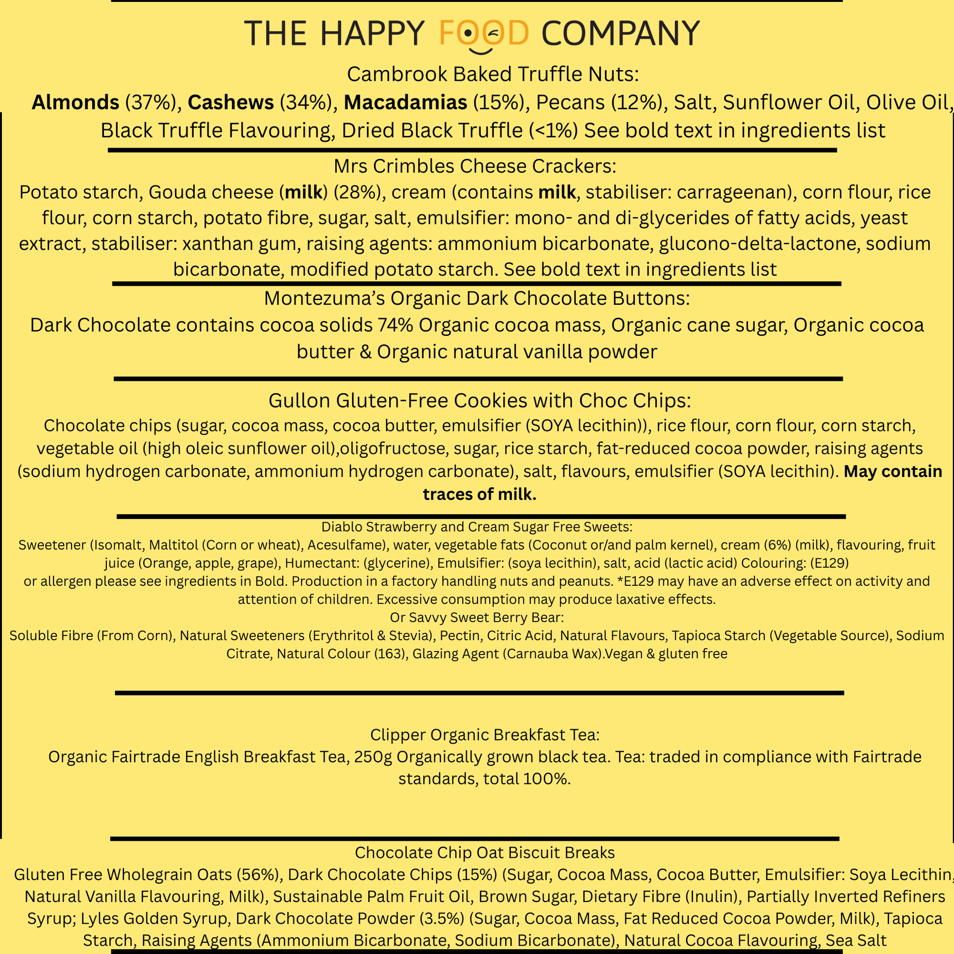 Diabetic Hamper Ingredients